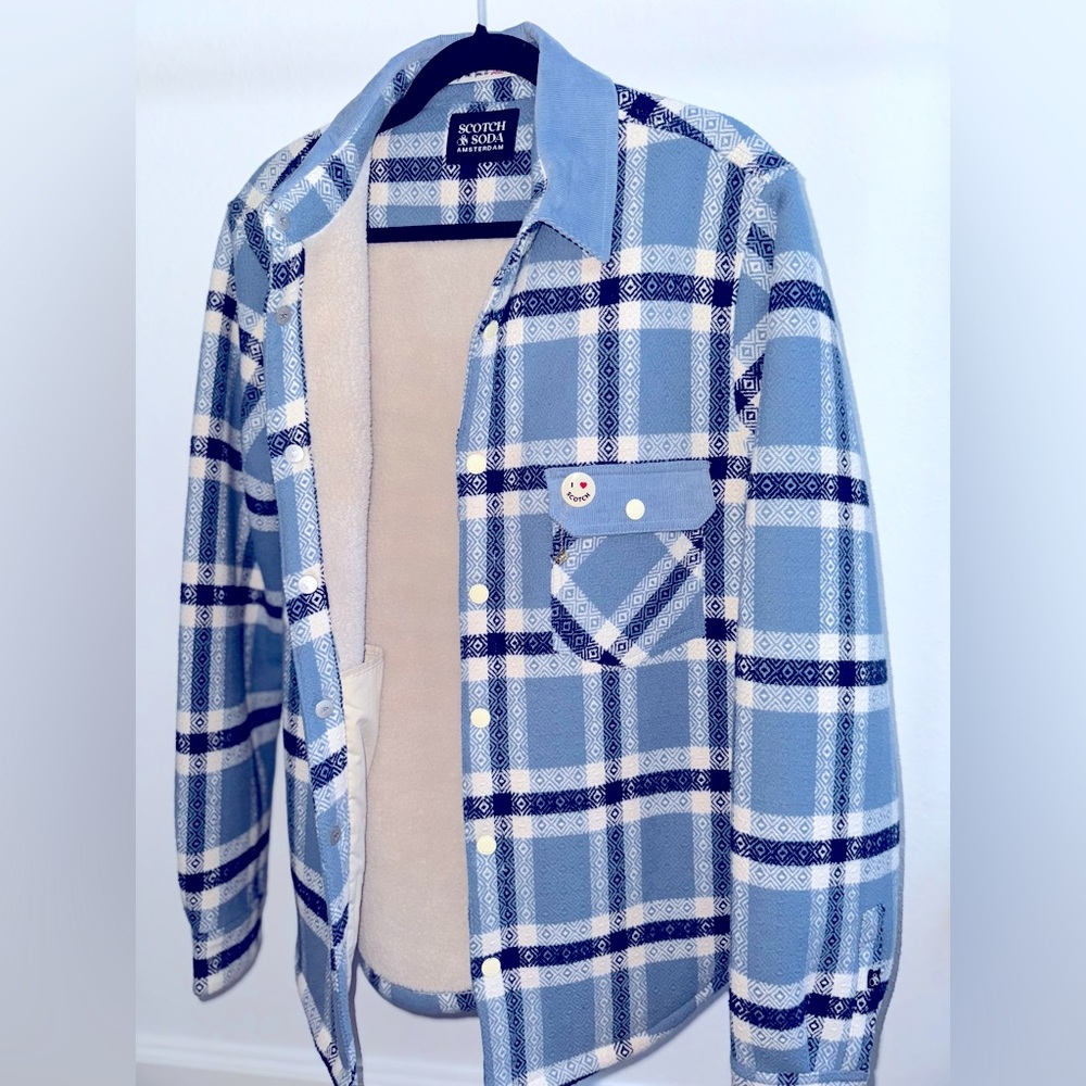 Scotch & Soda Blue and White Plaid Jacket